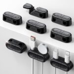 Magnetic Cable Clips - Chfeila 8Pack [Dual Slot] [360°Rotating & Twist-Lock] Cord Management, Adhesive Phone Charging Keeper, Wire Organizer Holder for Nightstand, Home Office Desk Accessories Decor - Image 2