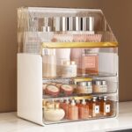 Makeup Organizer Countertop with Lid, Skincare Organizers for Vanity, 3 Tiers Clear Makeup Storage Cosmetic Display Cases Holder for Bedroom Bathroom Dresser Desk Countertop - Image 2