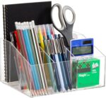 Mind Reader Desktop Organizer, 7-compartment, Office Essentials, Modern, Office, Acrylic, Clear - Image 2