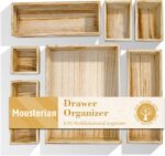 Mousterian Rustic 8 Piece Wood Desk Drawer Organizer Tray, Nightstand Organizer, 4 Size Wooden Drawer Divider Organizer Set For Office Vanity Makeup Jewelry Bedroom Clothes Storage(Natural) - Image 2