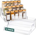 Oizeir Clear Spice Rack (2-Pack) – 3-Tier Acrylic Organizer for Cabinet – Deep Spice Shelf – 10.4 x 9.6 x 4 Inches – Holds Seasoning and Condiments - Image 2