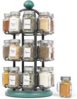 Orii Adrinova 24 Jar Revolving Spice Rack with Spices Included, Spice Organizer for Kitchen Countertop, Black & Green - Image 2