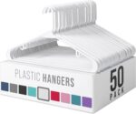 Plastic Hangers 50 Pack White - Clothes Hangers - Makes The Perfect Coat Hanger and General Space Saving Clothes Hangers for Closet - Percheros Ganchos para Colgar Ropa Hangars - Image 2