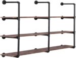 Pynsseu Industrial Iron Pipe Shelving Brackets Unit, Farmhouse Wall Mounted Pipe Shelves for Kitchen Bathroom, DIY Bookshelf Living Room Storage, 3Pack of 4 Tier - Image 2