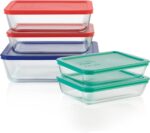 Pyrex Simply Store (5-Pack) Large Glass Food Storage Containers Set, (3, 6 & 11 Cup) Meal Prep Containers With BPA-Free Lids, Dishwasher & Microwave Safe - Image 2