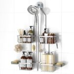 REINHARDT Aluminum Shower Caddy Hanging Adjustable Shower Caddy, Rustproof Hanging Shower Organizer with Hooks Soap Holders, Over Shower Head Caddy for Handheld Showerhead, Silver - Image 2