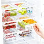Refrigerator Drawer Organizers, Fridge Drawer Organizer, Pull Out with Handle, Clear Container for Food Drinks, Fit for Refrigerator Shelf Under 0.6 Inch, Easy to Install（1-Pack） - Image 2