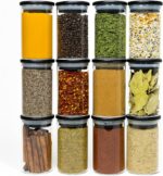 SAVVY & SORTED 12 Black Bamboo Spice Jars - 8.5oz Large Glass Jars with Black Bamboo Lids - Seasoning Jars with Airtight Lid, Containers Herb Spice Rack Kitchen Organization - Image 2