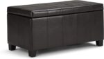 SIMPLIHOME Dover 36 inch Wide Contemporary Rectangle Storage Ottoman Bench in Tanners Brown Vegan Faux Leather, Assembled, For the Living Room, Entryway and Family Room - Image 2
