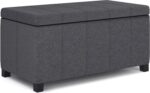 SIMPLIHOME Dover Storage Ottoman Bench - 36 inch Wide Upholstered Linen Look Fabric Rectangular Lift-Top Ottoman in Slate Grey, Contemporary Bench for Living Room with Safety Hinges - Image 2
