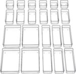 SMARTAKE 22-Piece Drawer Organizer with Non-Slip Silicone Pads, 4-Size Clear Desk Drawer Organizer Trays Storage Tray for Makeup, Jewelries, Utensils in Bedroom Dresser, Office and Kitchen, Clear - Image 2