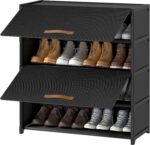 Shoe Rack, 5 Tier Shoe Storage Cabinet with Door 20 Pair Plastic Shoe Shelves Organizer for Closet, Entryway, Hallway, Bedroom, Black - Image 2