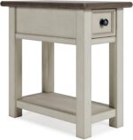 Signature Design by Ashley Bolanburg Chair Side End Table , USB Charging Ports, Drawer, Oak Wood, 14" W x 24.13" D x 24.13" H, 2-Tone Light Brown & Whitewash - Image 2