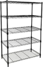 Simple Deluxe Heavy Duty 5-Shelf Storage Shelving Unit, 1250lbs Loading Capacity, 29.92" D x 13.98" W x 61.09" H, Black - Image 2