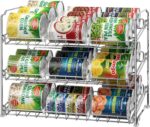 Simple Houseware Stackable Can Organizer Rack for Pantry/Cabinet – 11.5" D x 17" W x 13.75" H, Holds 36 Cans, 3-Tier Can Food Storage Dispenser, Chrome - Image 2