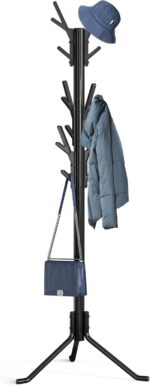 Simple Houseware Standing Coat and Hat Hanger Organizer Tree Shaped Rack for Entryway, Bedroom, and Hallway, 18 Hooks, Black - Image 2