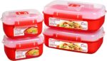 Sistema Microwave Food Storage Containers with Steam Release Vent, Dishwasher Safe Red - Image 2