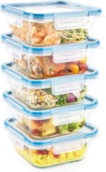 Snapware Total Solutions (5-Pack, 4 Cup) Glass Food Storage Containers Set, Airtight & Leakproof Locking BPA-Free Lids, Freezer Dishwasher Microwave Safe - Image 2