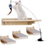 Snuggle & Play Cat Wall Shelves & Climbing System – Modern Furniture Set with 3 Steps & Perch for Indoor Cats, Includes Wand Toy - Image 2