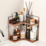 Snuvid 2-Tier Bathroom Counter Organizer, Wooden Corner Shelf for Vanity Countertop Skincare & Makeup, Storage and Organization for Kitchen - Image 2