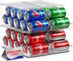 Sorbus Soda Can Organizer for Refrigerator - Stackable Can Holder Dispenser with Lid for Fridge, Pantry, Freezer – Holds 9 Cans Each, BPA-Free, Clear Design, Drink Organizer for Fridge (4-Pack) - Image 2