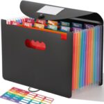 SortRax Accordion File Organizer 12 Pockets, Monthly Bill Receipt Tax Organizer, Expanding File Folders with Larger Bright Tabs, Fits Letter/A4 Size - Black - Image 2