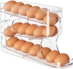 Sotfamily Clear Egg Holder for Fridge, Auto Rolling Egg Dispenser for Eggs 18 Count, FIFO Design, Space-Saving Egg Roller, Organizer, Container, Storage for Refrigerator & Kitchen Countertop(1 Pack) - Image 2