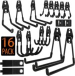 Steel Garage Storage Hooks - 16 Pack Anti-Slip Coating, Heavy Duty Wall Mount Hooks for Hanging Bike, Ladder, Garden Tools - Image 2