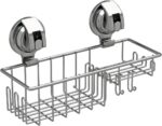Suction Cup Shower Shelf, Shower Caddy Soap Dish with Hooks for Sponge, Rust Proof 304 Stainless Steel, Silver - Image 2