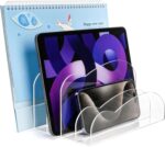 Suwimut Acrylic File Holder, 5 Section Clear File Sorter for Home Office, 8.5 x 6.8 x 4.7 Inch Acrylic Desk Organizer for Envelopes Letter Mail Letter Paper Document Notebook Electronics - Image 2