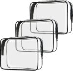 TSA Approved Toiletry Bag, 3 Pack Clear Travel Bags for Toiletries, Quart Size Makeup Cosmetic Bag Organizer for Women Men Travel Accessories(Black) - Image 2
