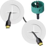 TV Wire Hider Kit for Wall Mount TV, White in Wall Cable Management Kit, Includes 2 Pass Throughs and Hole Saw Drill Attachment for Easy Install - Image 2