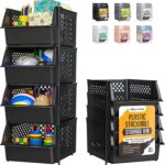 TidyFriend Stackable Storage Bins for Pantry Organizers and Storage 4 Pack, Pantry Storage for Food, Kitchen and Home Organization (Black) - Image 2