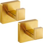 Towel Hooks for Bathrooms, Heavy Duty Wall Mounted Stainless Steel Modern Hook, – Ideal for Hanging Towels, Robes, Coats, in Kitchen, Bedroom, Bathroom, or Hotel (2 Pack, Brushed Gold) - Image 2