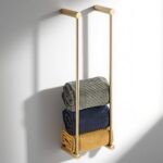 Towel Racks for Bathroom, NEWRAIN Wall Mounted Stainless Steel Organizer, Brushed Gold Rolled Towel Storage Wall-Mounted Bath Towel Holder for Folded Large Towel Washcloths - Image 2