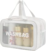 Travel Toiletry Bag for Women and Men, Matte Translucent Toiletry Bag with Handy Handle, Makeup Cosmetic Organizer Bag for Travel Toiletries Accessories (White-XL) - Image 2