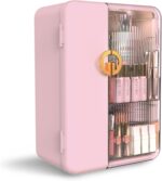 UAK Makeup Organizer with Drawers for Vanity, Cosmetic Display Case with Brush Holders, Storage for Skincare Countertop Bathroom (Pink) - Image 2