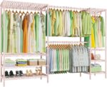 Ulif E11 Heavy-Duty Garment Rack, Metal Freestanding Clothes Rack and Closet Storage Organizer System with 8 Shelves and 4 Hanger Rods, (73.2-97.6)" W x 14.5" D x 71.2" H, Load 1034 LBS, Pink - Image 2