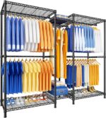 Ulif E12 Clothes Rack，Heavy Duty Freestanding Garment Rack with Shelves，Metal Clothing Closet Storage System for Hanging Clothes，71" W x 16" D x 76.5" H, Hold 960 lbs，Black - Image 2