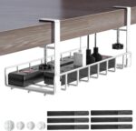 Under Desk Cable Management Tray, Xpatee Upgraded Wire Management No Drill No Screws, Cable Tray with Clamp for Wire Organizers, Computer Cord Rack for Office, Home - No Damage to Desk White - Image 2