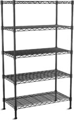 VANZBON 5-Tier Heavy Duty Wire Shelving Unit,35" Wx18 Dx71 H,Wire Shelf Racks with Wheels,Height Adjustable Storage Metal Shelves for Kitchen,Garage,Office,Living Room,Pantry,Black - Image 2