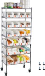 VEVOR 7-Tier Rolling Bin Storage Rack, 24 Small Bins, Bin Rack Storage Steel Wire Shelving System with Wheels, Mobile Tool Organizer for Garage, Warehouse, Office, Restaurant, Classroom, Kitchen - Image 2