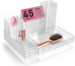 VEXTHYX Clear Plastic Drawer Organizers Set of 45 Vanity Organizers Stackable Storage Bins Dividers Bathroom Organizers Storage Vanity Organizer Bins for Makeup, Kitchen Utensils, Jewelries, Office - Image 2