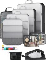 Veken 9/11 Set Compression Packing Cubes for Travel Essentials,Compressible Expandable Large Luggage Suitcase Organizer Bags for Clothing,Durable Space Saver Storage Bags with Toiletry Bags(Black) - Image 2