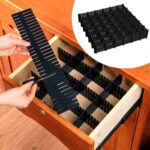 Vesici 80 Pcs Drawer Dividers Adjustable Plastic Organizer DIY Separators Storage Dividers for Socks, Underwear, Makeup, Tidy Kitchen, Bedroom, Dresser(Black) - Image 2