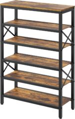 YATINEY 6-Tier Tall Shoe Rack Organizer, Wooden Shoe Storage for Closet Holds 24 Pairs, Sturdy Shoe Shelf with X-Shaped Metal Support, for Entryway, Bedroom, Rustic Brown and Black SS206BR - Image 2