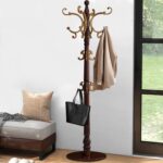 Yyzlscktt Coat Rack Freestanding, Wooden Coat Tree with Stable Round Base, Vintage Heavy Duty Coat Rack Stand with 14 Hooks, Coat Hanger Stand for Bedroom, Office, Entryway (Vintage) - Image 2