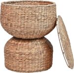 happimess SAT1000A Bhola 18" Hourglass Handwoven Hyacinth Storage Accent Table with Lid for Storage and Decoration in Bedroom, Living Room, Kitchen, Dining Room, Entryway, Guestroom, Natural - Image 2
