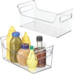 iDesign Condiment Organizer for Fridge - Plastic Fridge Organizer Bins with Handles, Set of 2, Clear - Image 2