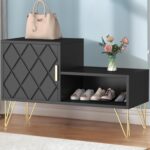 yoyomax Storage Bench with 2 Compartments & Adjustable Shelf, Holds up to 350lb Shoe Rack for Entryway/Hallway(30in, Black) - Image 2